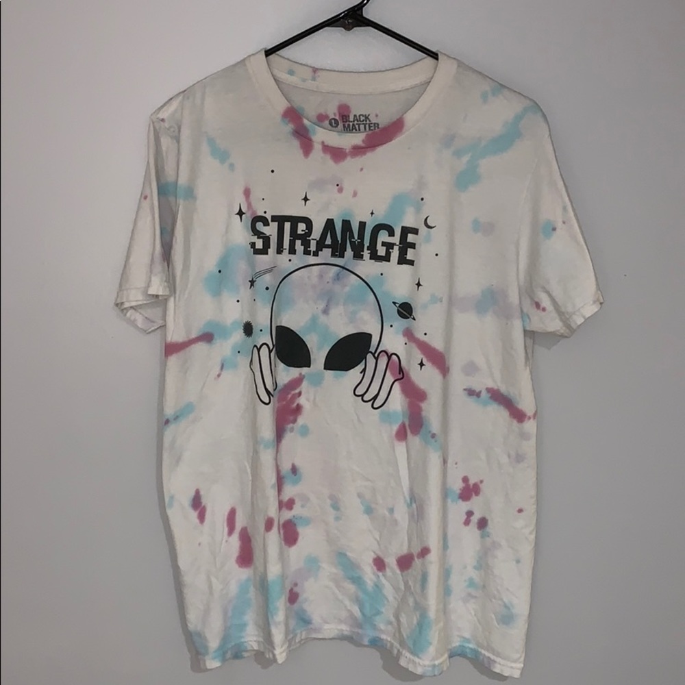 LARGE WHITE/TIDIE “STRANGE” T-SHIRT